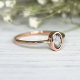 1Ct Oval Peach Morganite Bezel Set Solitaire Engagement Ring 14K Rose Gold Over