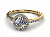 1.3ct Round Cut Diamond Accent Halo Solitaire Engagement Ring 14k Gold Finish