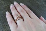 1.9ct Pear Cut Peach Morganite Engagement Ring 14k Rose Gold Finish Bridal Set