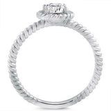 0.5ct Round Cut Diamond Engagement Ring Braided Solitaire 14k White Gold Finish