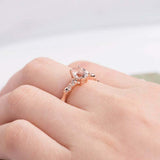 1.5ct Oval Cut Morganite Floral Twist Band Solitaire Ring 14k Rose Gold Finish