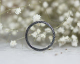 1Ct Round Cut Diamond Textured Full Eternity Wedding Band 14K Black Gold Finish