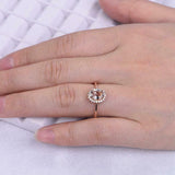 1.8ct Oval Cut Morganite Diamond Floral Halo Solitaire Ring 14k Rose Gold Finish