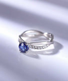 1.2ct Round Cut Blue Sapphire Engagement Ring Split Shank 14k White Gold Finish