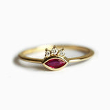 1ct Marquise Cut Pink Ruby Engagement Ring 14k YellowGold Finish Diamond Cluster