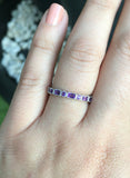 2ct Baguette Round Purple Amethyst Half Eternity Wedding Band 14k WhiteGold Over