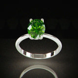 1Ct Oval Cut Green Peridot Solitaire Engagement Ring Women 18K White Gold Finish