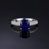 1.7Ct Cushion Cut Blue Sapphire Engagement Ring Solitaire 14k White Gold Finish