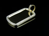 1ct Round Cut VVS1D Diamond Frame Dog Tag Charm Pendant 14k Yellow Gold Finish