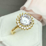 1.6ct Engagement Ring Round Cut Diamond Halo Floral Design 14k YellowGold Finish