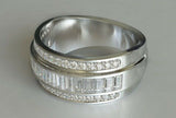 5ct Baguette Diamond Wide Trendy Half Eternity Wedding Band 14k White Gold Over