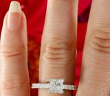 1.7ct Princess Cut Diamond Accent Solitaire Engagement Ring 18k White Gold Over