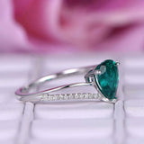 1.5ct Pear Cut Emerald Engagement Ring Split Shank Solitaire 14k White Gold Over