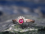 0.4ct Round Cut Pink Ruby Engagement Ring Princess Crown 14k Rose Gold Finish