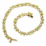 16ct Oval Cut Green Peridot Diamond Women Tennis Bracelet 14k Yellow Gold Finish