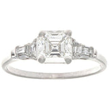 1.2ct Asscher Cut Diamond Engagement Ring 5 Stone Solitaire 14k WhiteGold Finish