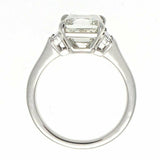 2.1ct Asscher Cut Diamond Engagement Ring Trilogy Unique 14k White Gold Finish