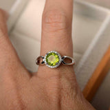 2ct Round Cut Green Peridot Engagement Ring Halo Split Band 14k WhiteGold Finish