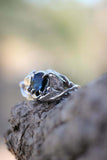 1ct Pear Black Diamond Engagement Ring Floral Petal Solitaire 14k WhiteGold Over