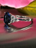 2ct Oval Cut Blue Sapphire Fancy Solitaire Engagement Ring 14k White Gold Finish