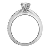 2Ct Round Cut Diamond Classic Solitaire and Accents Ring 14K White Gold Finish