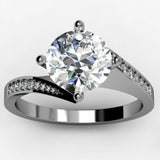 1.2ct Round Diamond Solitaire with Accents Engagement Ring 14k White Gold Finish