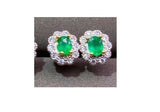 1.6ct Stud Earrings Oval Cut Green Emerald Diamond Floral 14k White Gold Finish