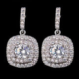 5Ct Round Cut Diamond Double Halo Drop Earrings for Women 14K White Gold Finish