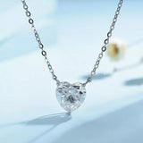 1ct Heart Cut Simulated Diamond Solitaire Pendant Chain 14k White Gold Plated