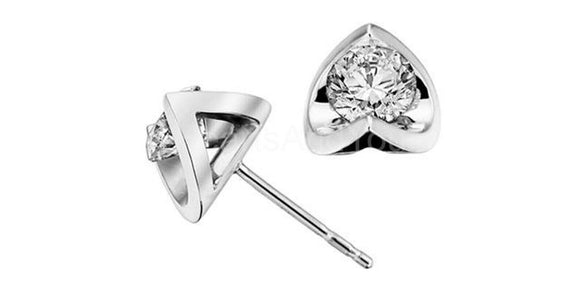 0.3ct Round Cut Moissanite Heart Shape Stud Earrings Women 14k White Gold Plated