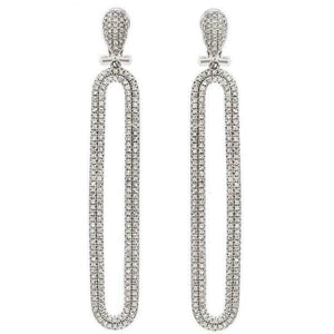 4ct Round Cut Diamond Double Row Micro Pave Set Drop Earrings 14k WhiteGold Over