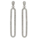 4ct Round Cut Diamond Double Row Micro Pave Set Drop Earrings 14k WhiteGold Over