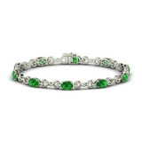 10ct Oval Cut Green Emerald Infinity Knot Tennis Bracelet 14k White Gold Over