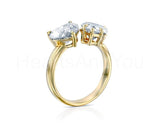 1.5ct Heart Simulated Diamond Toi Et Moi Engagement Ring 14k Yellow Gold Plated