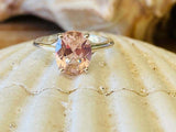 2.2ct Engagement Ring Oval Cut Morganite 4 Prong Solitaire 14k White Gold Finish