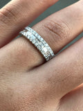 4ct Baguette Cut Diamond 3 Line Eternity Wedding Ring Band 14k White Gold Finish