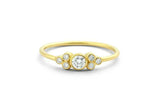 Petite Minimalist Engagement Ring 1.2ct Round Cut Diamond 14k Yellow Gold Finish