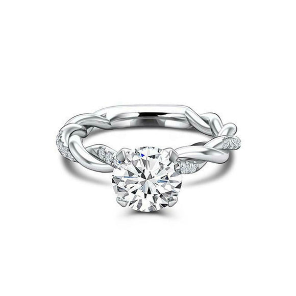 Infinity Twisted Rope Engagement Ring 1.2ct Round Cut Diamond 14k WhiteGold Over