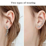 3Ct Round Cut Diamond Trendy Ear Climber Earrings Women 14K White Gold Finish