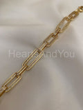 4ct Round Moissanite Pave Paperclip Link Chain Bracelet 14k Yellow Gold Plated