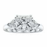 3ct Princess Diamond Trillion Sides Trilogy Engagement Ring 14k White Gold Over