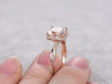 1.5ct Cushion Cut Peach Morganite Engagement Ring 14k Rose Gold Finish Infinity