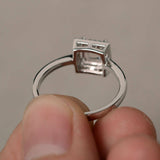 1ct Princess Cut Peach Morganite Engagement Ring 14k White Gold Finish Solitaire