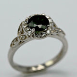 2ct Round Green Emerald Engagement Ring Diamond Floral Halo 14k White Gold Over