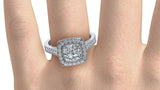 1ct Cushion Cut Diamond Milgrain Halo Engagement Ring 14k White Gold Finish New