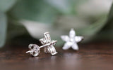 Flower Bridal Stud Earrings 0.5ct Marquise Cut Diamond 14k White Gold Finish