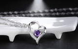 1ct Round Cut Purple Amethyst Pendant Heart Shape 14k White Gold Finish NO CHAIN