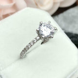 1.66ct Engagement Ring Round Cut Diamond Hidden Halo Design 14k WhiteGold Finish