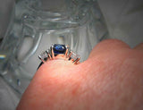 2ct Round Cut Blue Sapphire Diamond Trilogy Engagement Ring 14k WhiteGold Finish