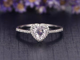 1.2ct Heart Cut Diamond Engagement Ring 18k White Gold Finish Halo Heart Shape